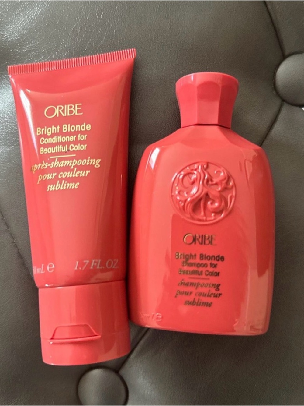Oribe Bright Blonde Shampoo Bottle - Coral Pink
